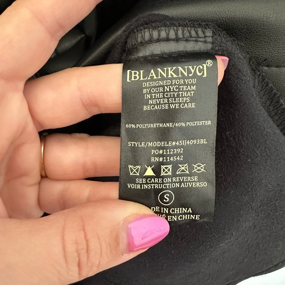 Blank NYC Women’s Lonestar Oversized Vegan Leather Fringe Shirt Jacket S Black - Picture 11 of 11